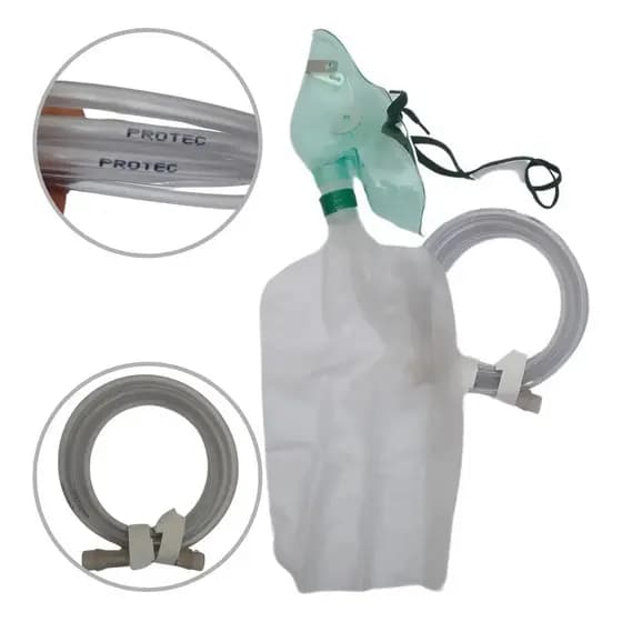 Kit Máscara Oxigênio + Reservatori Adulto 1000Ml + Tubo Cabo