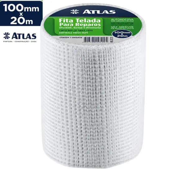 Fita P/ Drywall Gesso Isopor Telada Auto Adesiva 100mm-20m Branco