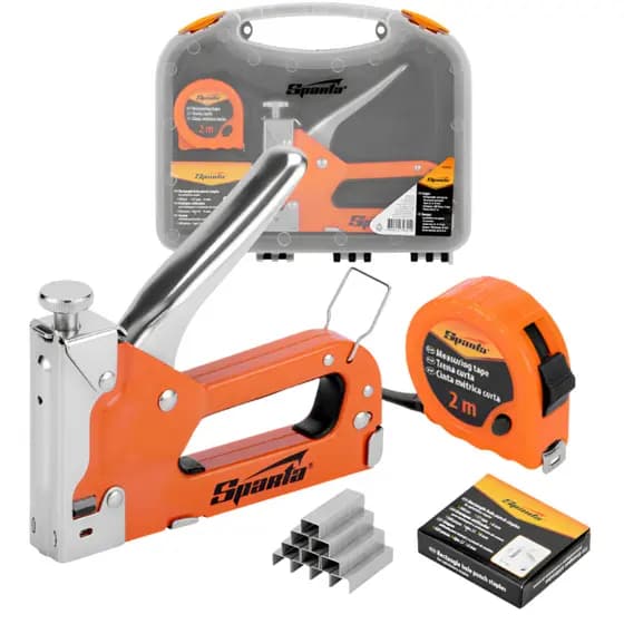 Kit Tapeçaria Sparta Grampeador Ajustável + 500 Grampos + Trena 2m