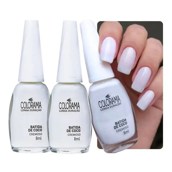 KIT 3 ESMALTE COLORAMA BATIDA DE COCO CLÁSSICOS DA MANICURE