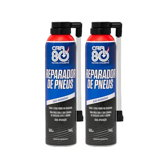 Kit 2 Unidades Reparador De Pneus Spray Instantâneo Furo 300ml Car80