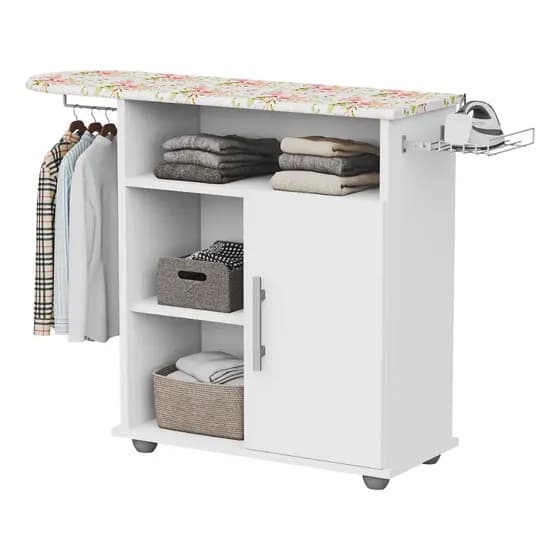 Passadeira de roupa Tabua de passar 1 Porta 1 Prateleira com Cabideiro compacta