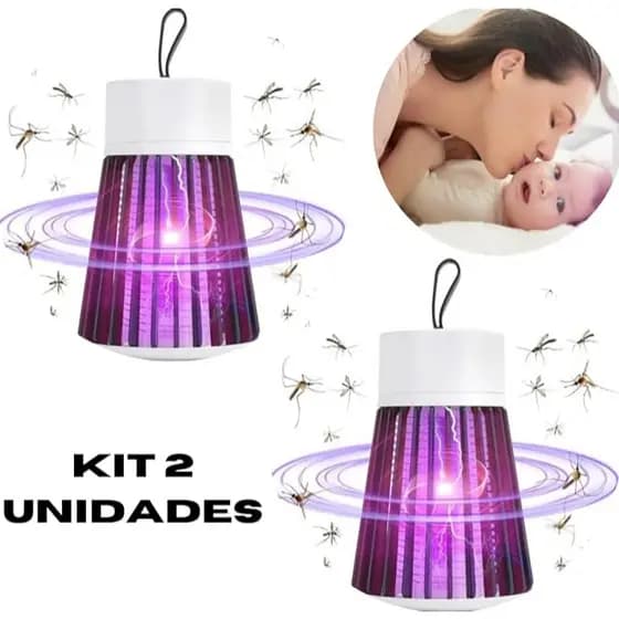 kit 2 Lâmpada Elétrica Mata-Mosquitos Com Luz UV Usb Armadilha Para Insetos