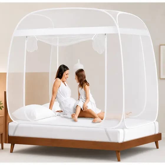 Mosquiteiro Tenda Branco Cama Casal e Queen 160x200cm Dobrável Pratico E Portátil 2 portas