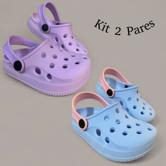 Kit 2 Pares Sandália Infantil Menina Injetada Personalizada Confortável Macio Estilosa Papete Tratorado Chinelo