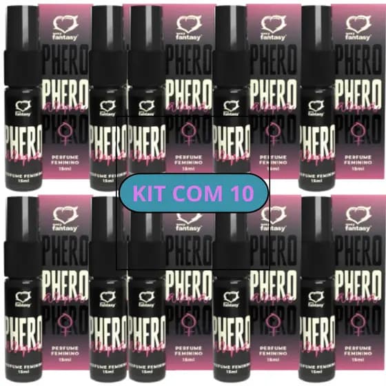Perfume Afrodisíaco Phero Aroma Feminino 15 ml - Kit com 10 Perfumes Feromônio
