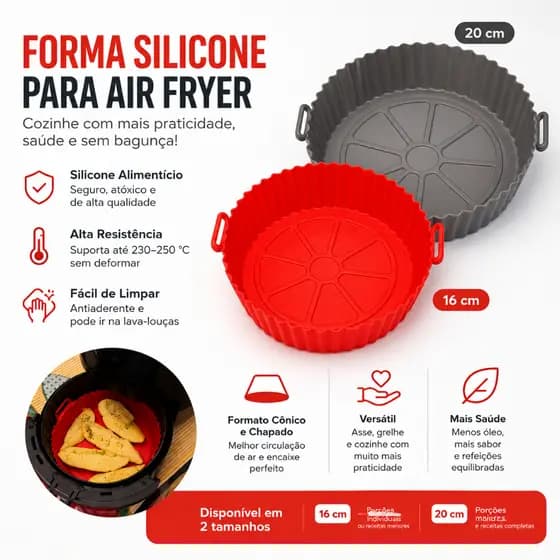 Forma Silicone para Air Fryer Assadeira Cesto Fritadeira Elétrica De 16cm
