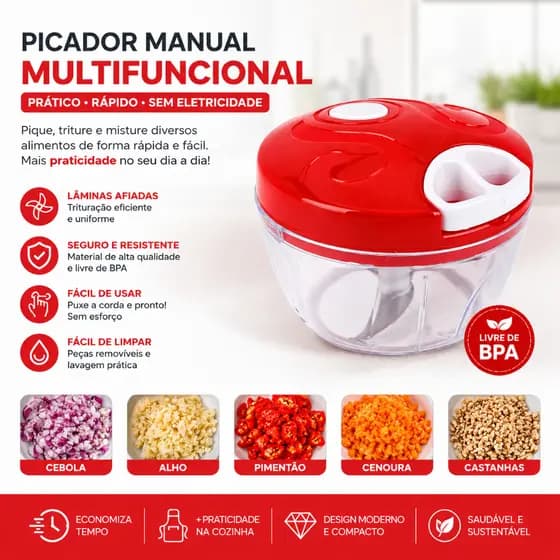 Mini Processador Alimentos Manual 3 Lâminas