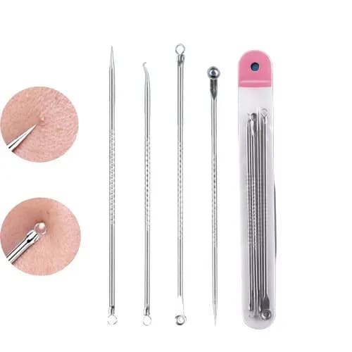 Kit Acne Espinha Extrator De Cravos Profissional Removedor de Ponta Dupla com Pinça/Extrator/Agulha