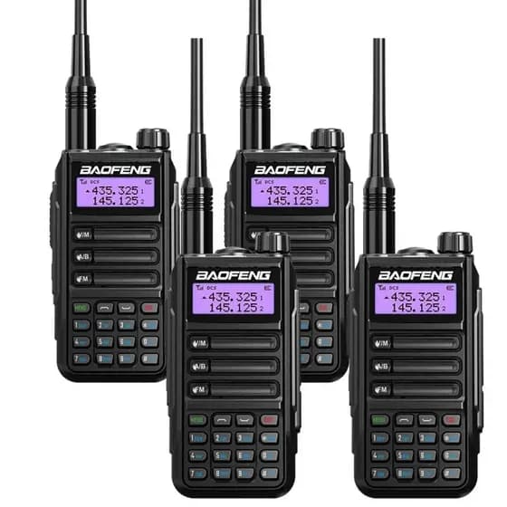 Kit 4 Radios Comunicador Baofeng UV16 Walk Talk Longo Alcance Dual Band a Prova d’água
