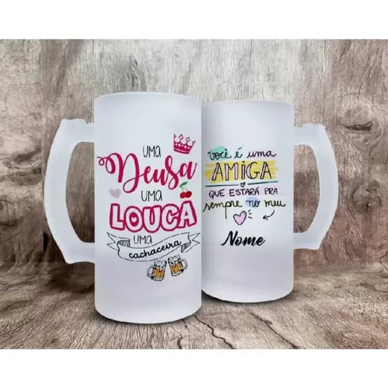 Caneca chopp vidro fosco 475ml personalizado