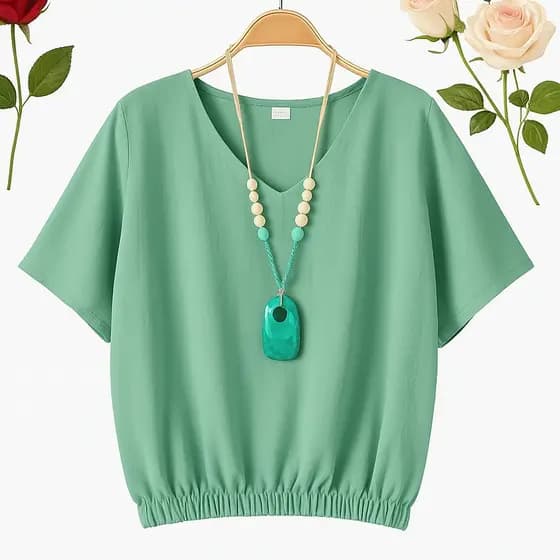 Camiseta/Blusa feminina moda fashion tecido duna com elástico Moda 2026