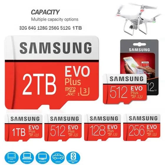 Cartão SD EVO Plus De Alta Velocidade 2tb 1tb 128gb 64gb 512gb 256gb Micro Pro Flash De Memória U3 V30 A2 Microsd TF Car