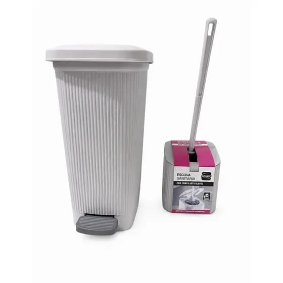 Kit Lixeira De Banheiro De Pedal 7l E Escova Sanitária Usual