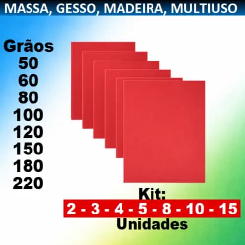 Lixa Massa Para Parede Reboco Gesso Grão 50 a 220 Acabamento Profissional de 2 a15 Unidades
