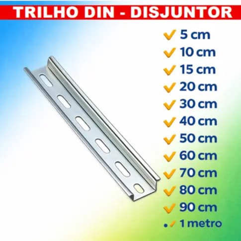 Trilho DIN para Disjuntor 5cm a 1 Metro - Trilho Galvanizado Painel Elétrico - Padrão DIN Universal
