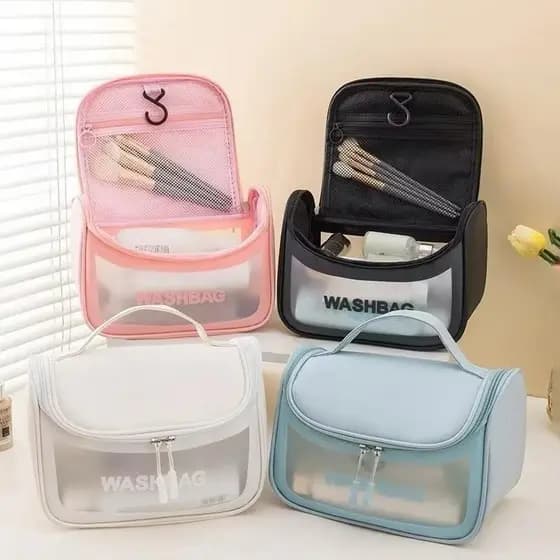 Necessário Organizador Viagem Bolsa Impermeável De Maquiagem Transparente Portátil Flip Lina