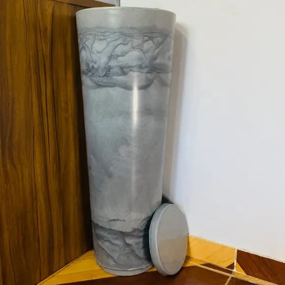 Vaso Grande Planta Decorativo Ibiza Marmorizado Luxo Moderno Prato Coletor 71x26