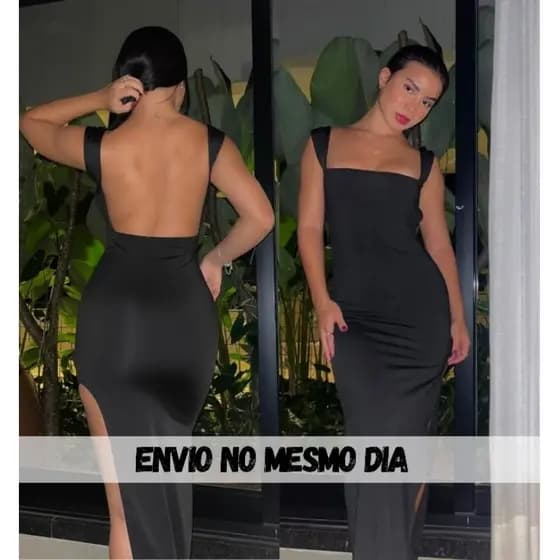 VESTIDO LONGO VIVI ELEGANTE FESTA CASAMENTO CONVIDADA FORMATURA MADRINHA COSTA NUA COM FENDA