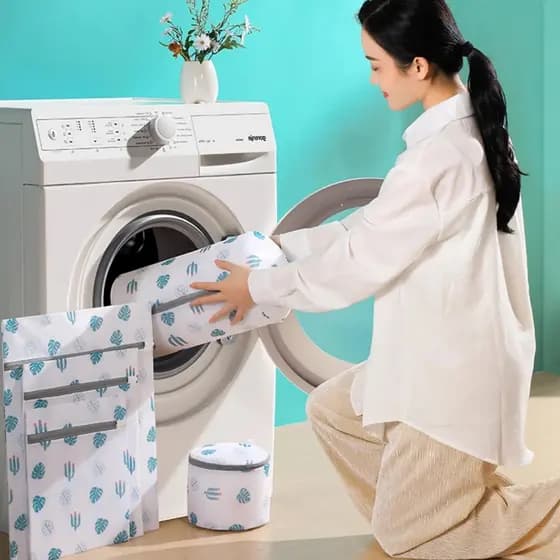 Kit 5 Sacos de Lavagem para Roupas | Tamanhos Variados, Malha Resistente, Antidesgaste para Máquina de Lavar