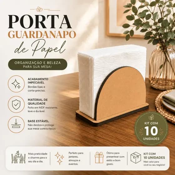 10 Porta Guardanapo MDF Suporte Guardanapo Mesa Bar Lanchonete