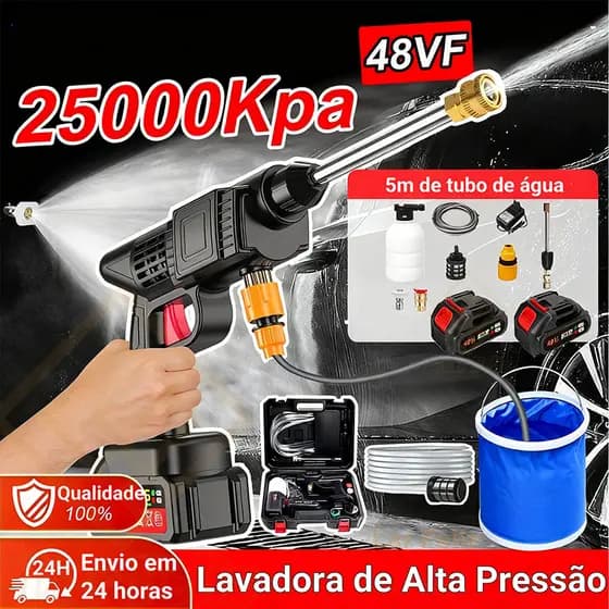 Lavadora de Alta Pressão Kit Completo com Maleta e Bateria Recarregável para Carros e Uso Doméstico - Entrega imediata