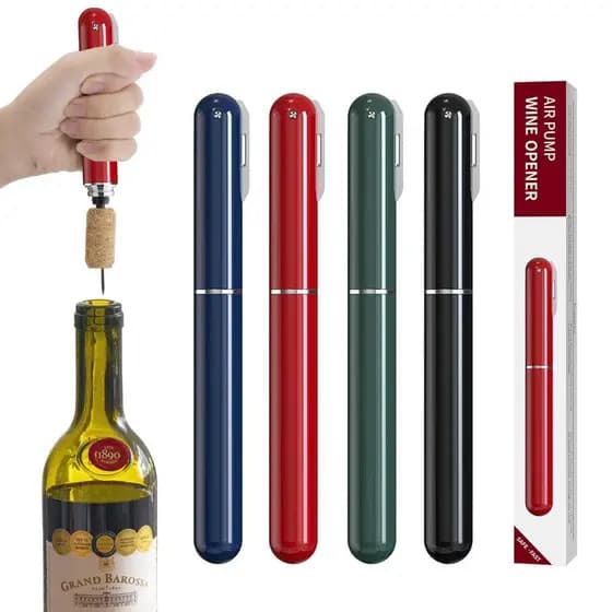 Bomba De Ar De Segurança Abridor De Garrafas De Vinho Com Cortador De Folhas Saca-Rolhas Pino De Aço Inoxidável Pressão