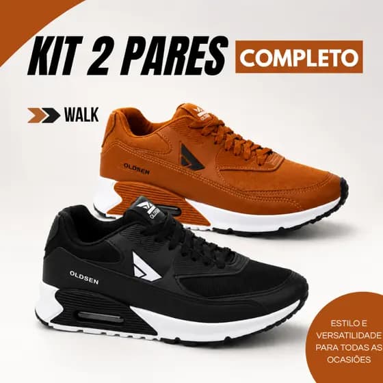 Kit 2 Tenis Masculino Walk Confortável Casual Dia a Dia Esporte Sola Macia Caminhada
