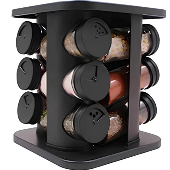 Porta Temperos Profissional Giratório 9 Potes Vidro OFERTA Tampa Dosadora Organizador Condimentos