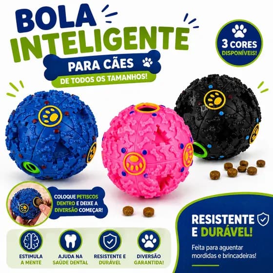 Brinquedo Pet Mordedor Bola Interativa Porta Petisco Ração Para Cachorro Com Apito Som Anti Estresse Resistente