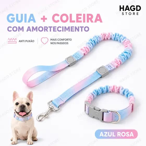Guia Anti Puxão para Cachorro Elástica Resistente com Amortecimento Pet
