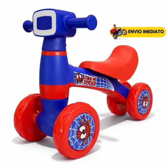 Motoca Infantil 4 Rodas Spider Homem Toka Pé Sem Pedal Andador Infantil para Crianças