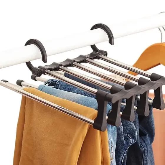 Cabide Multiuso Retrátil para Roupas em Geral - 5 Divisórias Inox