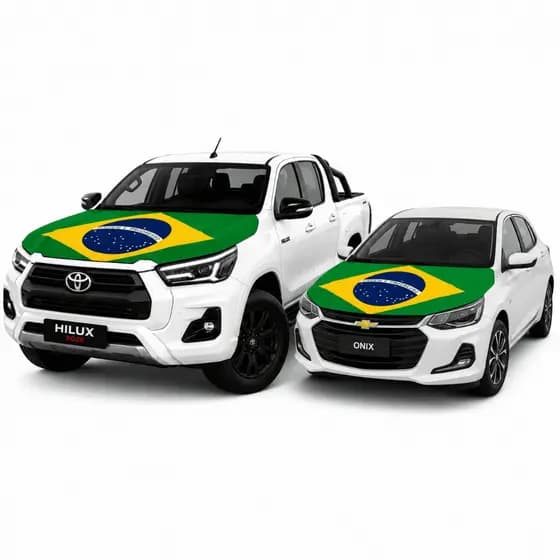 Capa de Capo de Carro Bandeira do Brasil Malha Premium Costura Reforçada Grande Pick-up 180x120cm