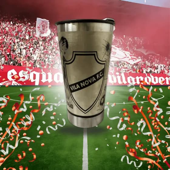 Copo Térmico Personalizado 360° Vila Nova FC Quente Frio 473ml Aço Inox Com Tampa Abridor