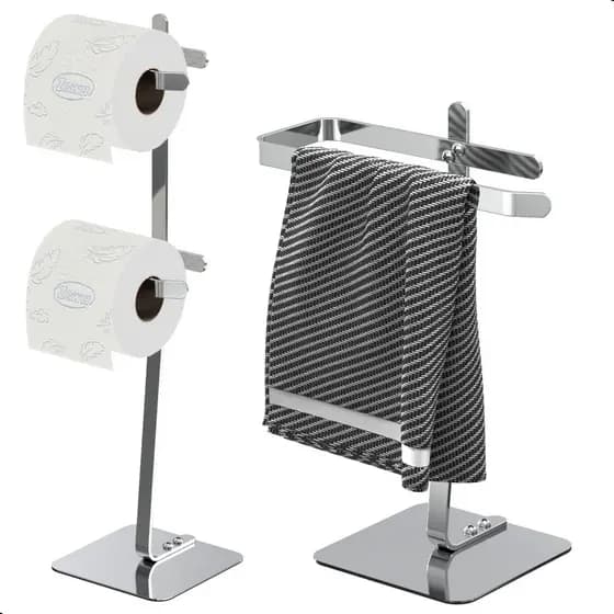 Porta Papel Higiênico de Chão Inox e Toalha Lavabo Oslo.D