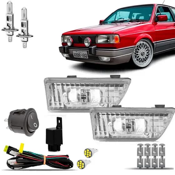 Kit Farol De Milha Neblina Auxiliar Farolete Completo Gol Voyage Saveiro G1 Quadrado 87 88 89 90 91 92 93 94 motorista