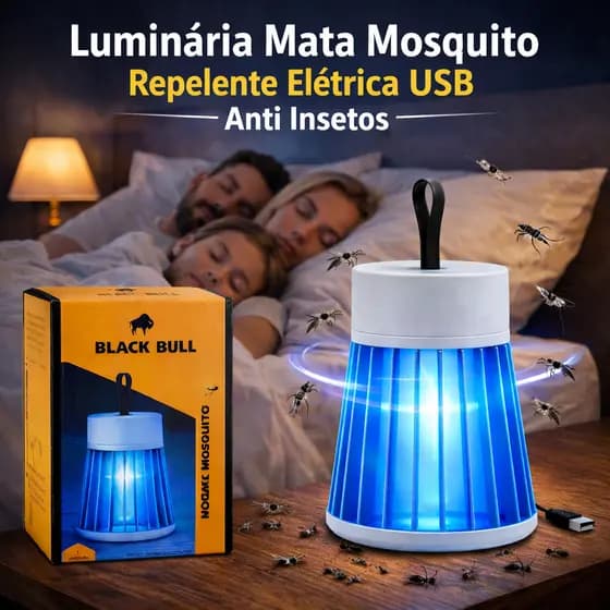 Repelente Elétrico Luminária USB Mata Mosquito Armadilha UV Led Pernilongo Anti Inseto Choque Portátil
