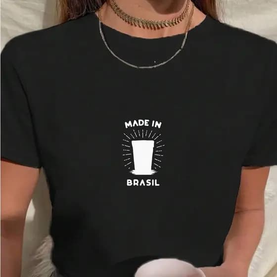 Camiseta Básica Feminina T-Shirt Made In Brasil Cerveja Café Verão