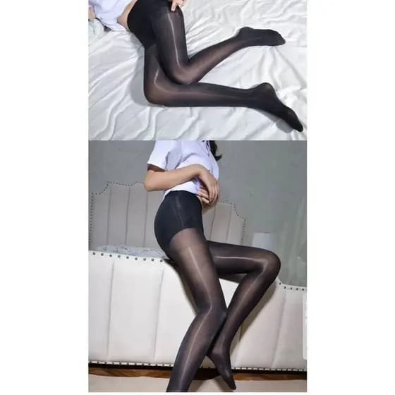 Meia-Calça 80D Preto Meias Femininas De Cetim Brilhante Com Pe 2025 NOVA Meia