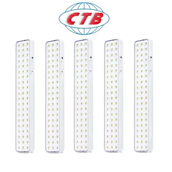 Kit 5 Luminárias Emergência 60 Leds 5w Recarregável 6500k Cor Branco Bivolt 110v/220v