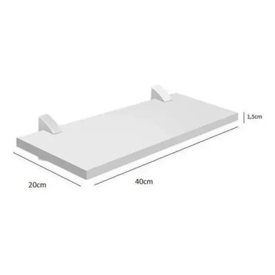 Prateleira Mdf 15mm Branco 40 x 20 Cm, Com 2 Suporte Bico de Tucano Prati-K