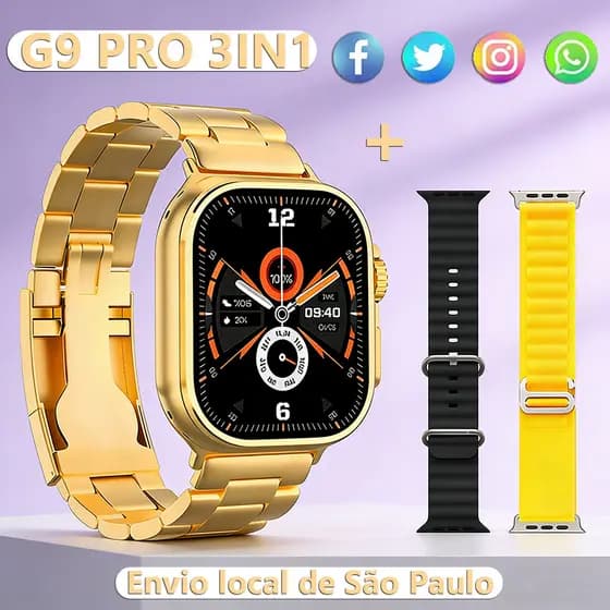 Novo G9 Ultra Ouro Smartwatch Relógio Inteligente impermeável Sem Fio Bluetooth Chamada Das Mulheres Dos Homens Esporte