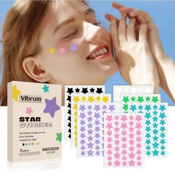 Adesivos Hidrocolóide De Estrela Para Acne 3 cartelas 120 adesivos