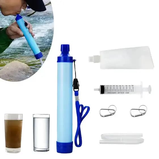 Purificador de Água Portátil | Para Acampamento, Caminhadas e Sobrevivência de Emergência | Filtro Eficiente
