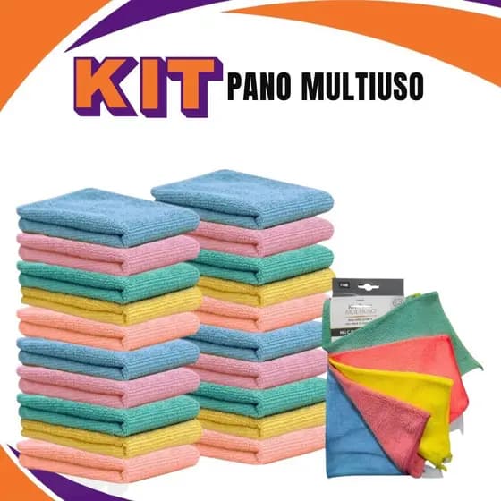 Kit Panos De Limpeza Microfibra Alta Absorção Multiuso 25 x 25cm