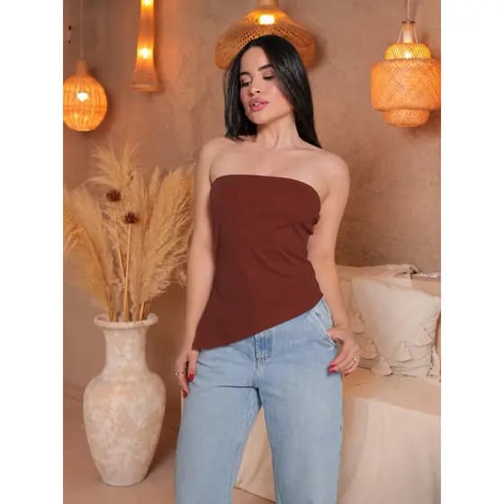 Blusa Tomara Que Caia Canelada Assimétrica Feminina Estilosa Elegância e Estilo Em Uma Única Peça