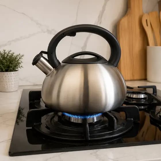 Chaleira Inox 3L Com Apito Para Fogão a gás e Indução Aço Inoxidável