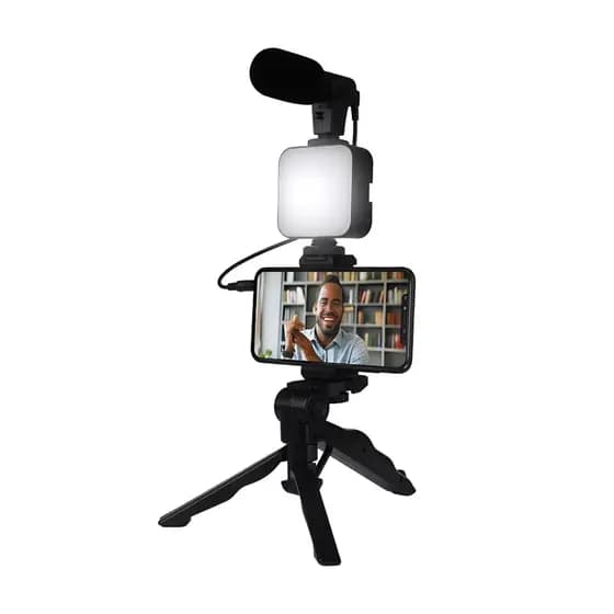 Tripé Estabilizador de Mão kit 5 em 1 gimbal Microfone Celular Gravação De Vídeo