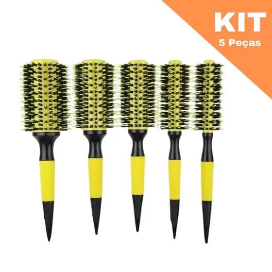 Kit 5 pc Escovas Profissionais De Cabelo Cerdas